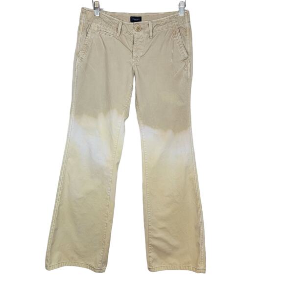 American Eagle Outfitters 100% Cotton Bleach Dye Low Waist Flare Pants - Size 6 - Picture 1 of 10